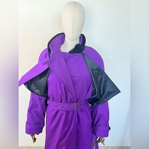VTG 80s NWT Bill Blass Royal Purple Down Coat Size 8 with removable lining